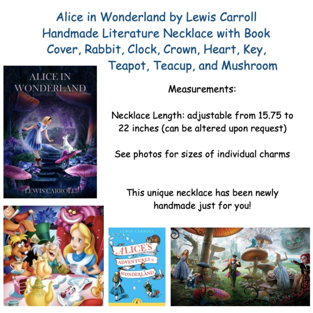 Alice in Wonderland by Lewis Carroll Handmade Literature Necklace, Book Cover - Picture 15 of 16